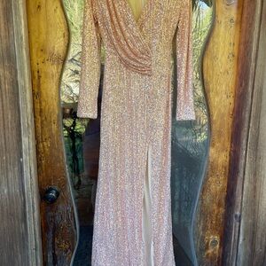 Baltic Born Gold Sequin Long Sleeve Dress